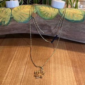 Sapanyu triple handmade layer lotus flower necklace